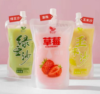 草莓奶昔、绿豆沙、玉米沙